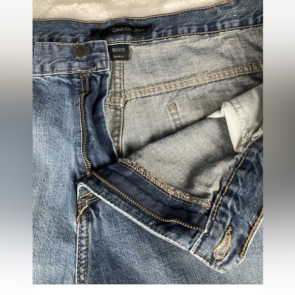 Calvin Klein Jeans Mens 42x30 Baggy Bootcut Vintage Y2K Denim Blue Made In Egypt - Picture 6 of 12